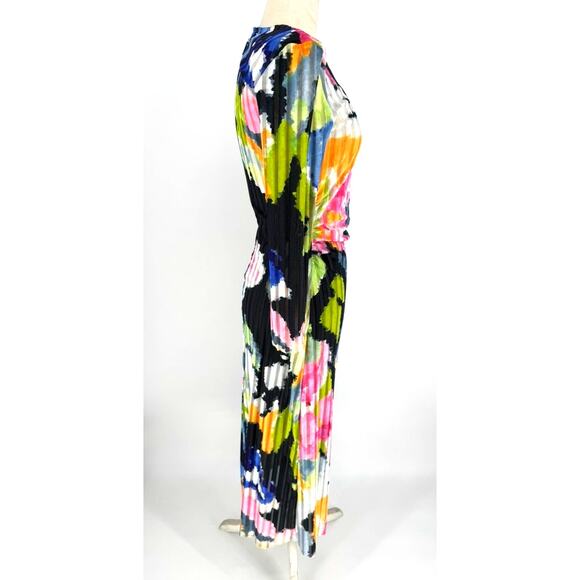 STINE GOYA Dress Blackley Pleated Midi in Artistic Floral Velvet Size XS - Picture 4 of 6